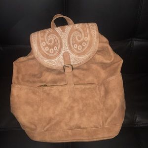 Backpack - brown/tan faux distressed leather